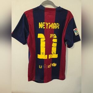 Neymar Jr Jersey #11 Barcelona UEFA Final Soccer Jersey 2013-2014 Mens Medium